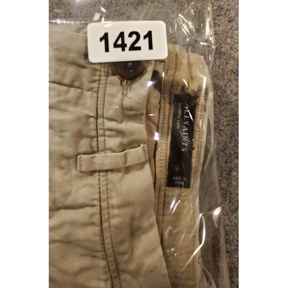 AllSaints Shorts Mens 32 Beige Chino Button Fly Flat‎ Front Summer Casual - Picture 10 of 10